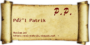 Pál Patrik névjegykártya